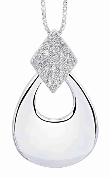 Collier solitaire femme zirconium étincelant en argent 925 rhodié