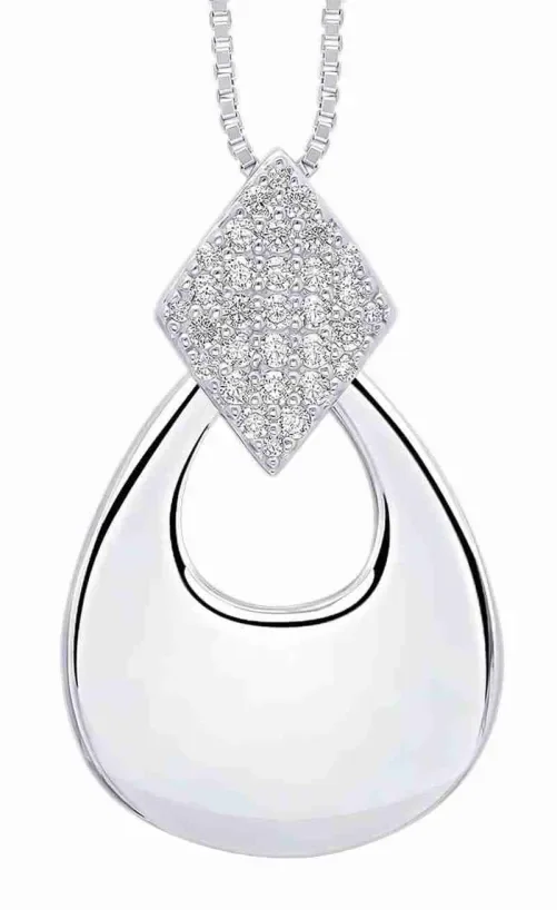 Collier solitaire femme zirconium étincelant en argent 925 rhodié