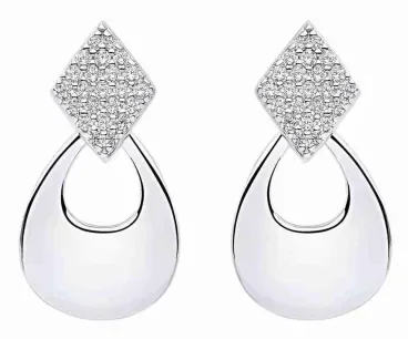 Boucles d oreilles  éclat divin  solitaire - argent 925 rhodié et oxyde de zirconium