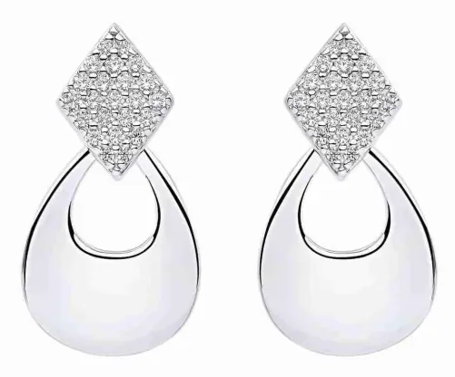 Boucles d oreilles  éclat divin  solitaire - argent 925 rhodié et oxyde de zirconium