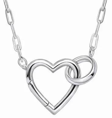 Collier cœur éclatant en argent massif 925