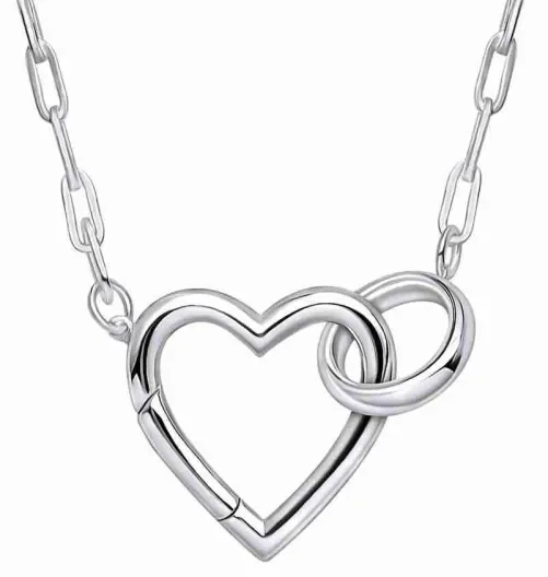 Collier cœur éclatant en argent massif 925