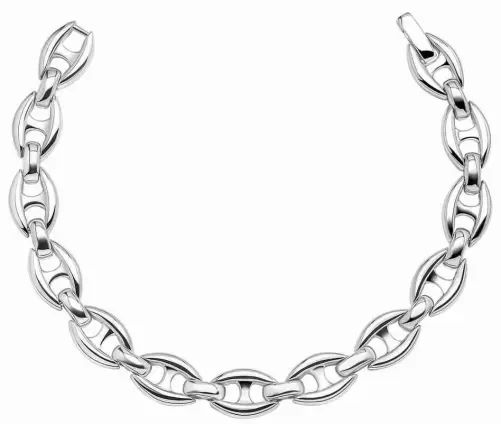 Bracelet chaîne fine en argent 925 rhodié haute joaillerie.