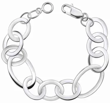 Bracelet gourmette en argent massif 925 poli brillant pour femme.