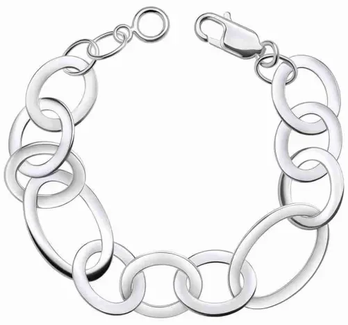 Bracelet gourmette en argent massif 925 poli brillant pour femme.