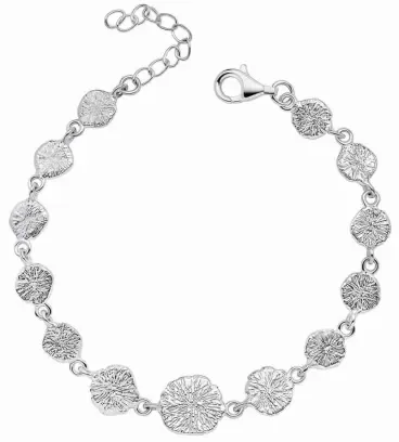 Bracelet gourmette pour femme en argent massif 925 avec finition rhodiée brillante.