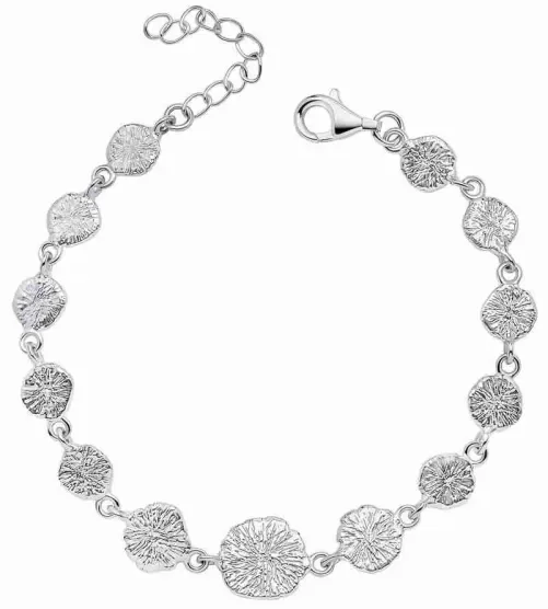 Bracelet gourmette pour femme en argent massif 925 avec finition rhodiée brillante.