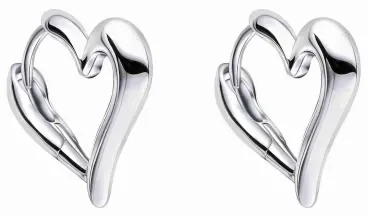 Boucles d'oreilles puces en forme de cœur en argent 925 poli miroir.