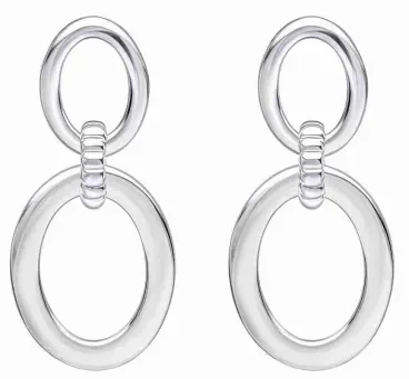 Paire de boucles d'oreilles créoles lisses en argent massif 925 poli.