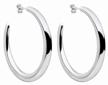 Paire de boucles d'oreilles créoles lisses en argent massif 925 poli.