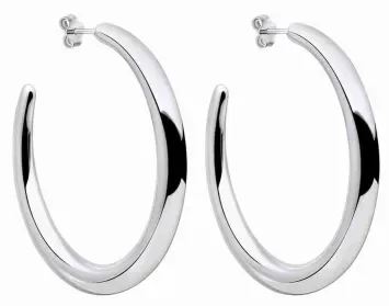 Paire de boucles d'oreilles créoles lisses en argent massif 925 poli.