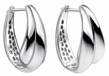 Anneaux d'oreilles ovales en argent 925 massif avec finition rhodiée.