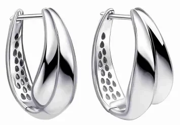 Anneaux d'oreilles ovales en argent 925 massif avec finition rhodiée.