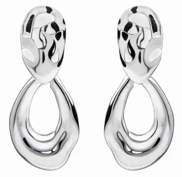 Boucles d'oreilles pendantes aux lignes entrelacées en argent massif 925.