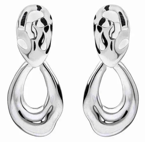 Boucles d'oreilles pendantes aux lignes entrelacées en argent massif 925.