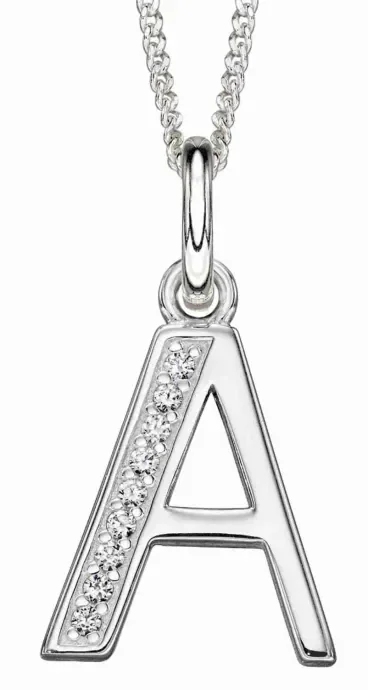 Collier personnalisé lettre A en argent 925 serti de pierres brillantes.