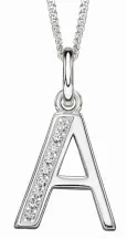 Collier lettre initiale en argent 925 rhodié et zirconium