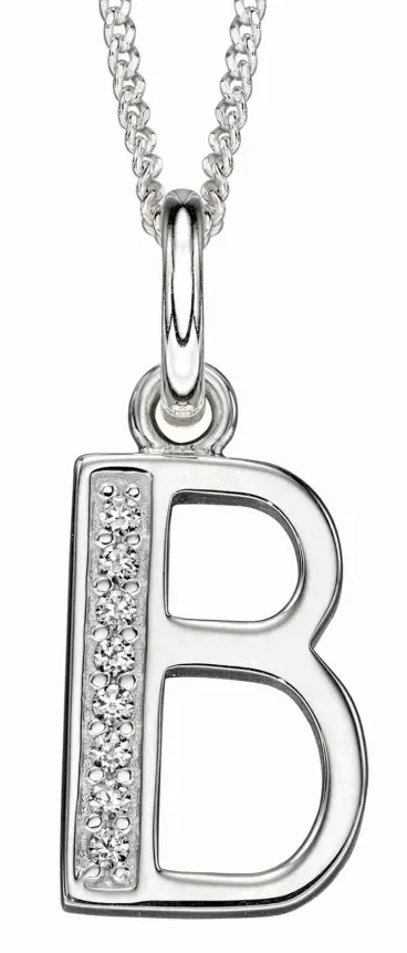 Collier lettre initiale en argent 925 rhodié et zirconium