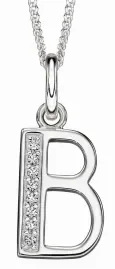 Collier lettre initiale en argent 925 rhodié et zirconium