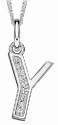 Collier lettre initiale en argent 925 rhodié et zirconium