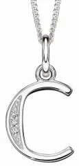 Collier lettre initiale en argent 925 rhodié et zirconium
