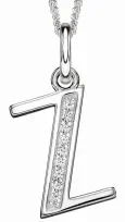 Collier lettre initiale en argent 925 rhodié et zirconium