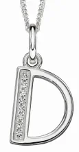 Collier lettre initiale en argent 925 rhodié et zirconium