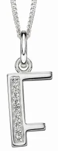 Collier lettre initiale en argent 925 rhodié et zirconium