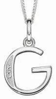 Collier lettre initiale en argent 925 rhodié et zirconium