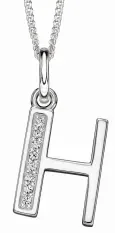 Collier lettre initiale en argent 925 rhodié et zirconium