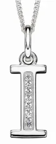 Collier lettre initiale en argent 925 rhodié et zirconium
