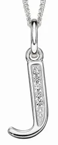 Collier lettre initiale en argent 925 rhodié et zirconium