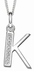 Collier lettre initiale en argent 925 rhodié et zirconium