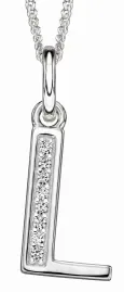 Collier lettre initiale en argent 925 rhodié et zirconium