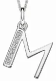 Collier lettre initiale en argent 925 rhodié et zirconium
