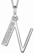 Collier lettre initiale en argent 925 rhodié et zirconium