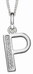 Collier lettre initiale en argent 925 rhodié et zirconium