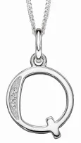 Collier lettre initiale en argent 925 rhodié et zirconium