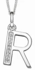 Collier lettre initiale en argent 925 rhodié et zirconium