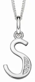 Collier lettre initiale en argent 925 rhodié et zirconium