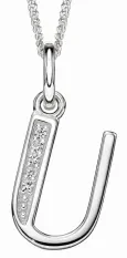 Collier lettre initiale en argent 925 rhodié et zirconium