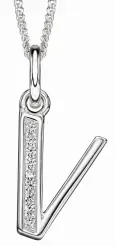Collier lettre initiale en argent 925 rhodié et zirconium