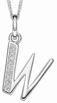 Collier lettre initiale en argent 925 rhodié et zirconium