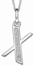 Collier lettre initiale en argent 925 rhodié et zirconium