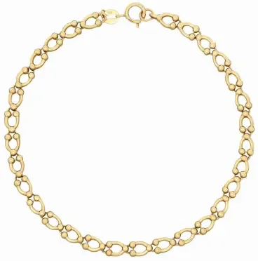Bracelet chaîne pour femme en or jaune 9 carats avec maille forçat et fermoir sécurisé.