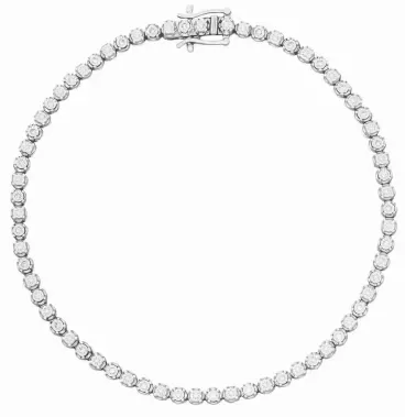 Bracelet tennis rivière serti de diamants sur monture or blanc 375 carats.