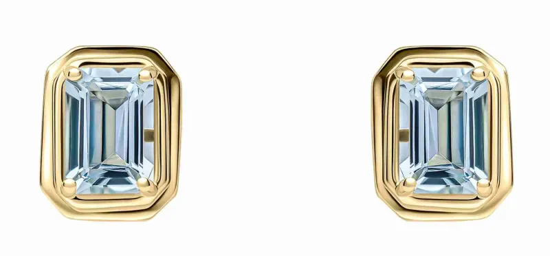 Boucles d oreilles boucles aigue-marine et or jaune 375 carats