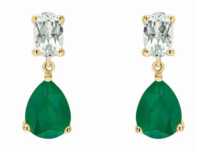 Boucles d oreilles édena en or jaune 9k, onyx vert et améthyste