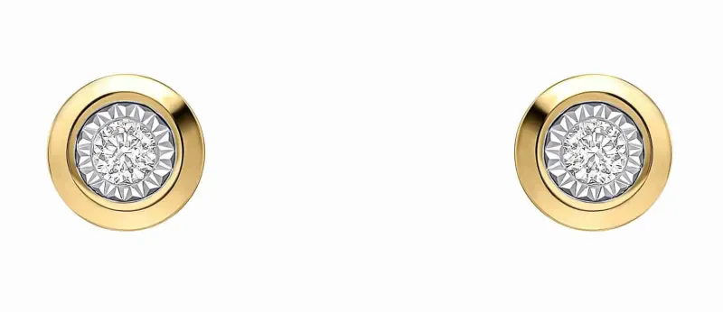 Boucles d oreilles  éclat solaire  - diamant et or jaune 375 carats