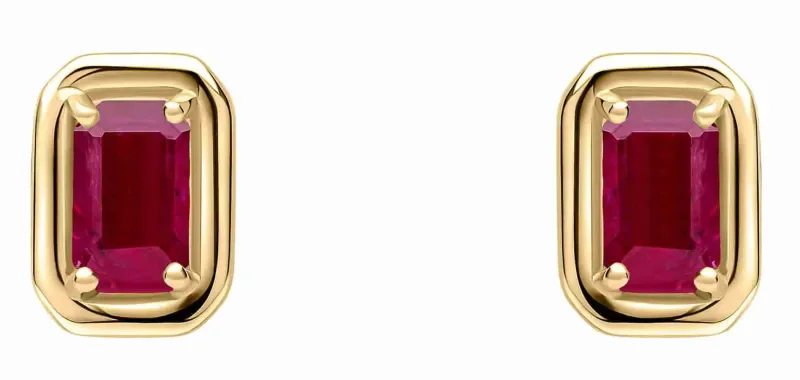 Boucles d oreilles  flamme de rubis  - or 375 carats